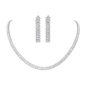 Baguette Simulated Diamond Tennis Necklace